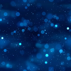 Obraz premium A seamless pattern with a starry night theme, featuring bright blue circles and stars scattered across a deep blue background. The abstract design conveys a sense of space and tranquility.