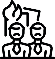 Businessmen feeling sad because factory is suffering damage from fire