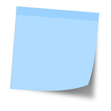 Blue Pastel Blank Memo Sticky Post Notes Paper with shadow transparent from background. High resolution png