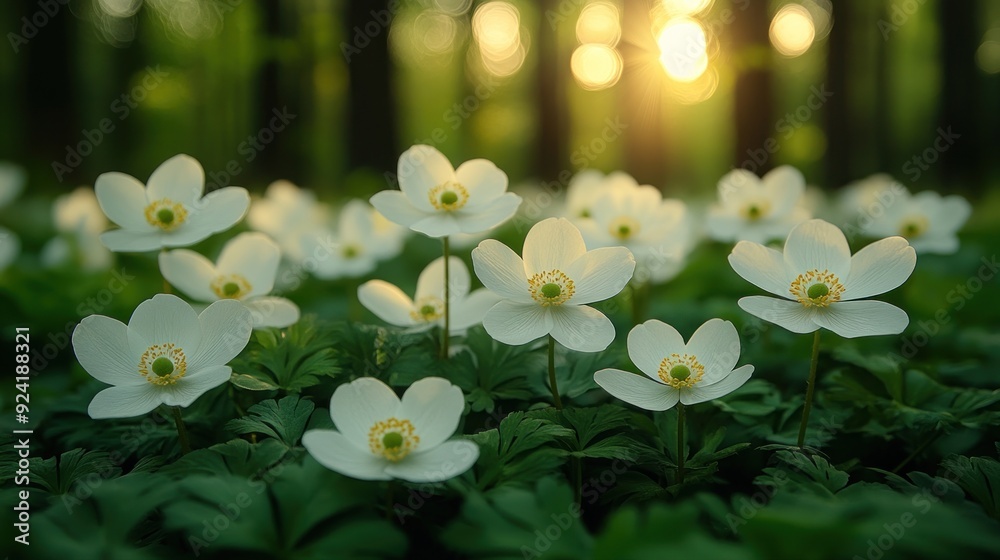 Canvas Prints White Flowers in a Forest