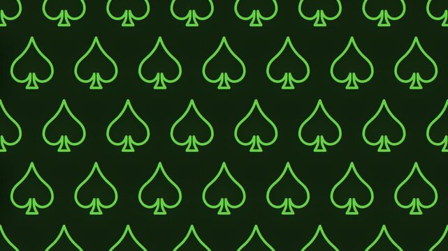 A green poker card with a spade symbol on a black background. Simple and classic design that captures the essence of a traditional playing card