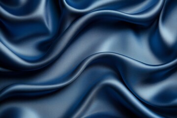 Obraz premium Elegant navy blue silk fabric draped softly on a surface, capturing the light and texture in a flowing arrangement