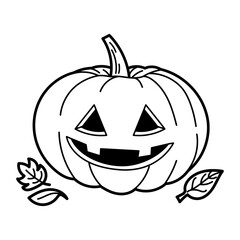 Illustration of a cartoon pumpkin with a Jack-o'-lantern face, perfect for Halloween designs, children's coloring books
