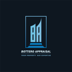 B A Logo BA Letter modern Design Vector with blue and silver gradient color.