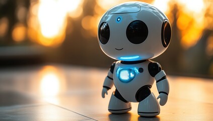 Friendly Robot Toy at Sunset