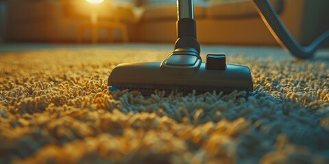 Carpet Being Cleaned by a Vacuum Cleaner