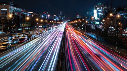Obraz premium Night City Lights Trails