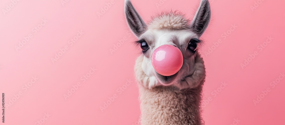 Wall mural llama with a bubble