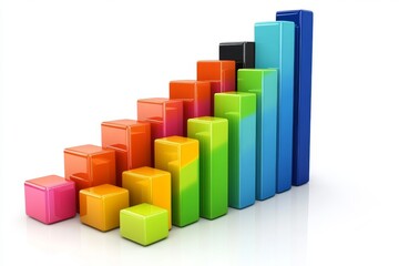 Fototapeta premium Colorful bar graph arranged in ascending order symbolizing diversity growth and upward mobility ideal for business education and financial themes in a vibrant and dynamic context