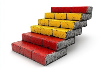 Colorful staircase made of blocks symbolizing progress growth and upward mobility ideal for business education and self improvement themes in a vibrant and dynamic context