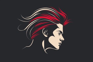 An illustration of a men with a stylish long red hairstyle and fashion attire. Ideal for logo of hair restoration clinic.
