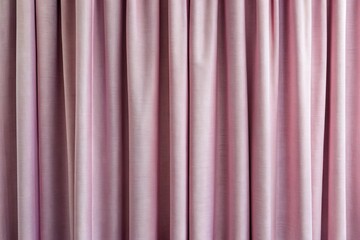 Obraz premium Soft, luxurious vertical texture of closed cotton curtains in a warm, rich pink hue, creating a soothing and elegant abstract background with subtle wave details.