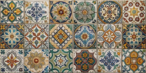 High-end tile design fusion of Spanish, Italian, Portuguese, Mexican, and Arabesque motifs, showcasing innovative modern porcelain and ceramic flooring patterns for unique interiors and exteriors.