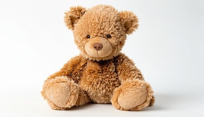 Obraz premium Teddy bear sitting white background made soft plush Cute brown t