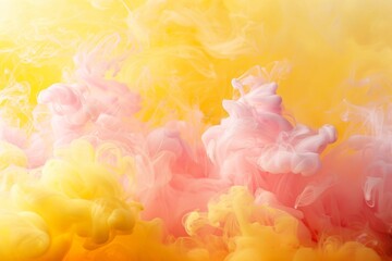 Fototapeta premium abstract colorful ink or smoke swirling in water, creating dynamic, flowing shapes, bright pink, yellow, and red hues contrasted against a deep blue black background