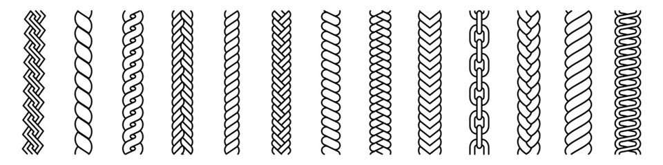Rope string set. Brush elements. Linear style. © LOBSTER LARRY