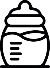 Simple black and white icon of a baby bottle, perfect for representing baby food, infant care, and motherhood