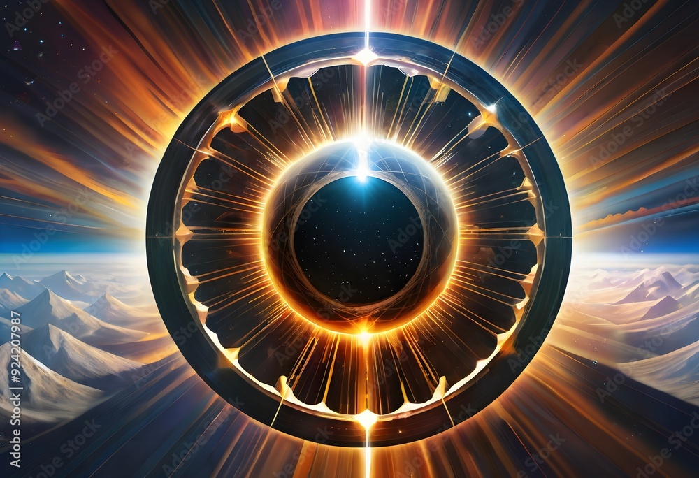 Canvas Prints cosmic gateway: energy portal in a mountainous universe