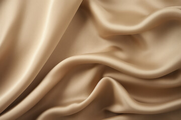 Obraz premium Processed collage of smooth wavy beige light brown satin silk cloth fabric texture. Background