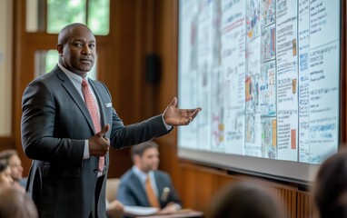Confident Businessman Giving Presentation to Audience