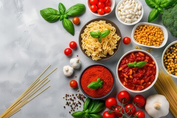 Italian Pasta Ingredients Flat Lay