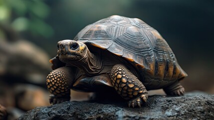Obraz premium Tortoise isolated on metal background