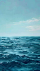 Peaceful Blue Ocean with Calm Waves and Clear Sky