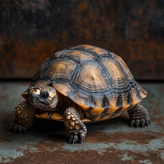 Obraz premium Tortoise isolated on metal background