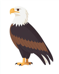 Fototapeta premium side view detailed design full body perched all American bald eagle business logo. 4k full hd animal illustration design art isolated on white background