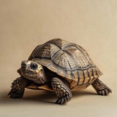 Tortoise isolated on paper background