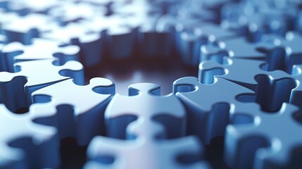 Blue Puzzle Pieces Forming a Circle