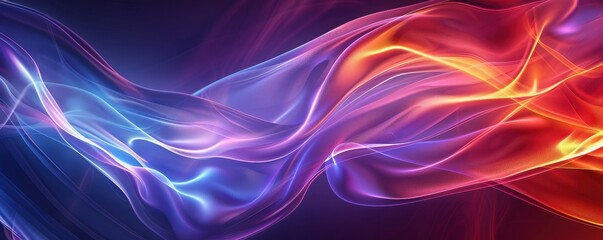 Obraz premium Abstract Digital Art with Glowing, Intertwined Waves in Red, Orange, Blue, and Purple