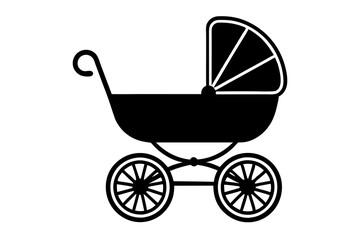 baby carriage silhouette vector illustration