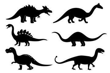 set of dinosaurs silhouettes vector illustration