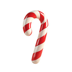 Traditional christmas candy cane with red and white stripes, isolated on transparent. 