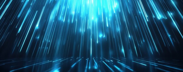 Abstract blue rays of light create a dynamic visual effect, perfect for backgrounds or tech-themed designs in various projects.