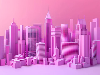 3d modern city skyline with skyscrapers and urban architecture, featuring a panoramic illustration.