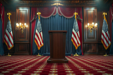 Election podium. Campaign Podium for Presidency. Speech podium. 