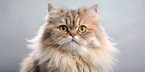 Fototapeta premium Fluffy Persian cat with long fur and expressive eyes, Persian, cat, fluffy, long fur, beautiful, pet, animal, domestic, feline
