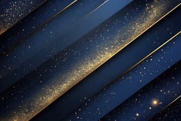 Abstract blue background with gold glitter. Perfect for elegant presentations, cards, and invitations.
