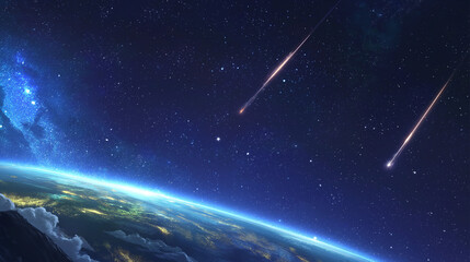 Obraz premium shooting star on earth background