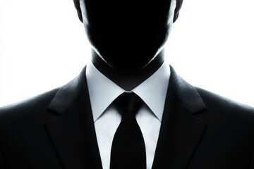 A minimalist black and white portrait of a man in a suit symbolizing sophistication and elegance in classic mens formal fashion