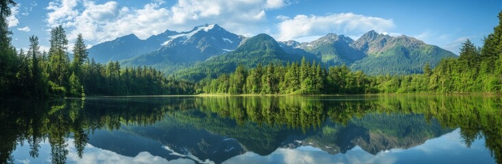 Panoramic photo of Mount Olympic in Washington, USA