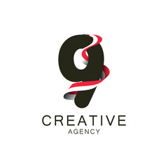 Obraz premium Modern Logo Design for Creative Agencies with Number nine