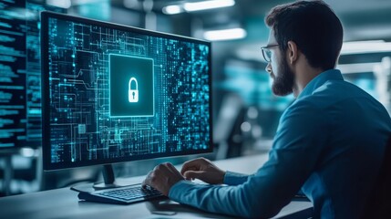 Cybersecurity Specialist Working On Data Protection.