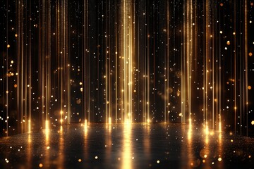 Golden light beams and bokeh. Perfect for award ceremony or celebration.