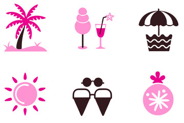 summer beach icons set vector illustrations