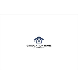 Vector design template of graduation hat and house logo