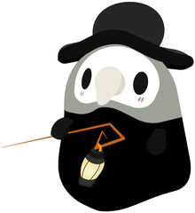 Cute cartoon Plague Doctor. Isolated on a white background