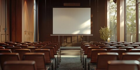 Small contemporary interior for hosting a symposium event without attendees